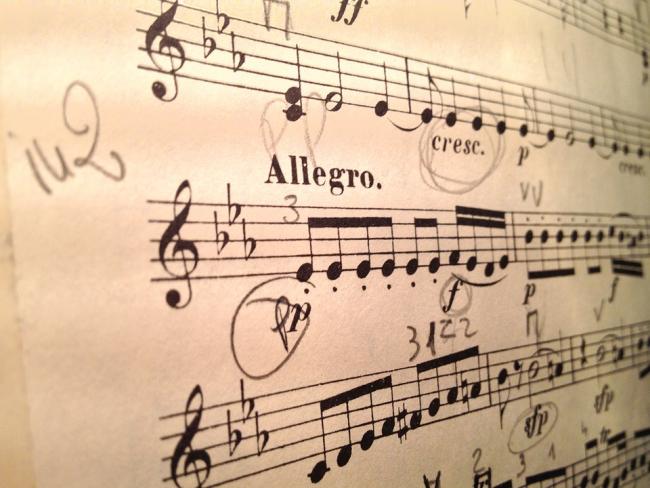 Notenblatt zu Mozarts Zauberflöte
