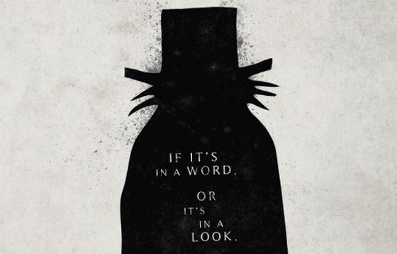 Babadook-Poster mit Silhouette auf weißem Grund. Babadook-Poster mit Silhouette auf weißem Grund.