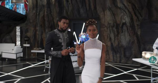 Chad Boswick & Letitia Wright in Black Panther