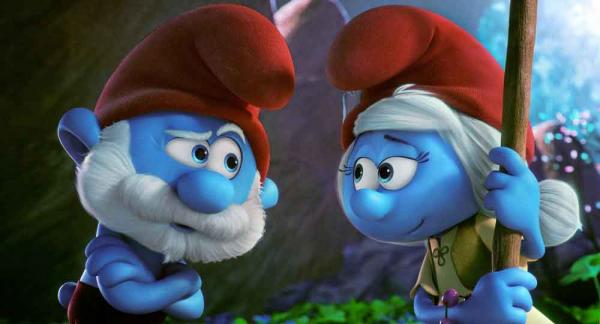Schlumpfine und Papa Schlumpf in Die Schlümpfe - Das verlorene Dorf