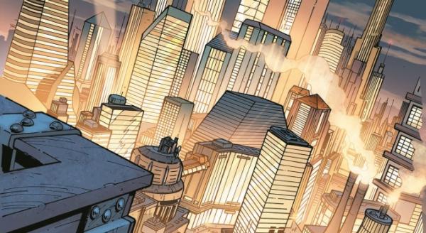 Stadtansicht zur Ankündigung der Serie Metropolis von DC Comics und Warner Bros.