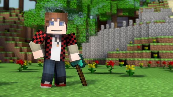 Pixelmännchen mit Schwert in Minecraft