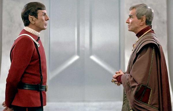 Star Trek IV: Sarek (Mark Lenard) und Spock (Leonard Nimoy)