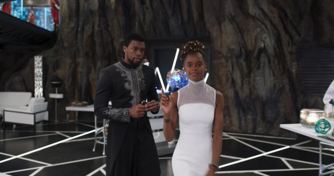 Chad Boswick & Letitia Wright in Black Panther Chad Boswick & Letitia Wright in Black Panther